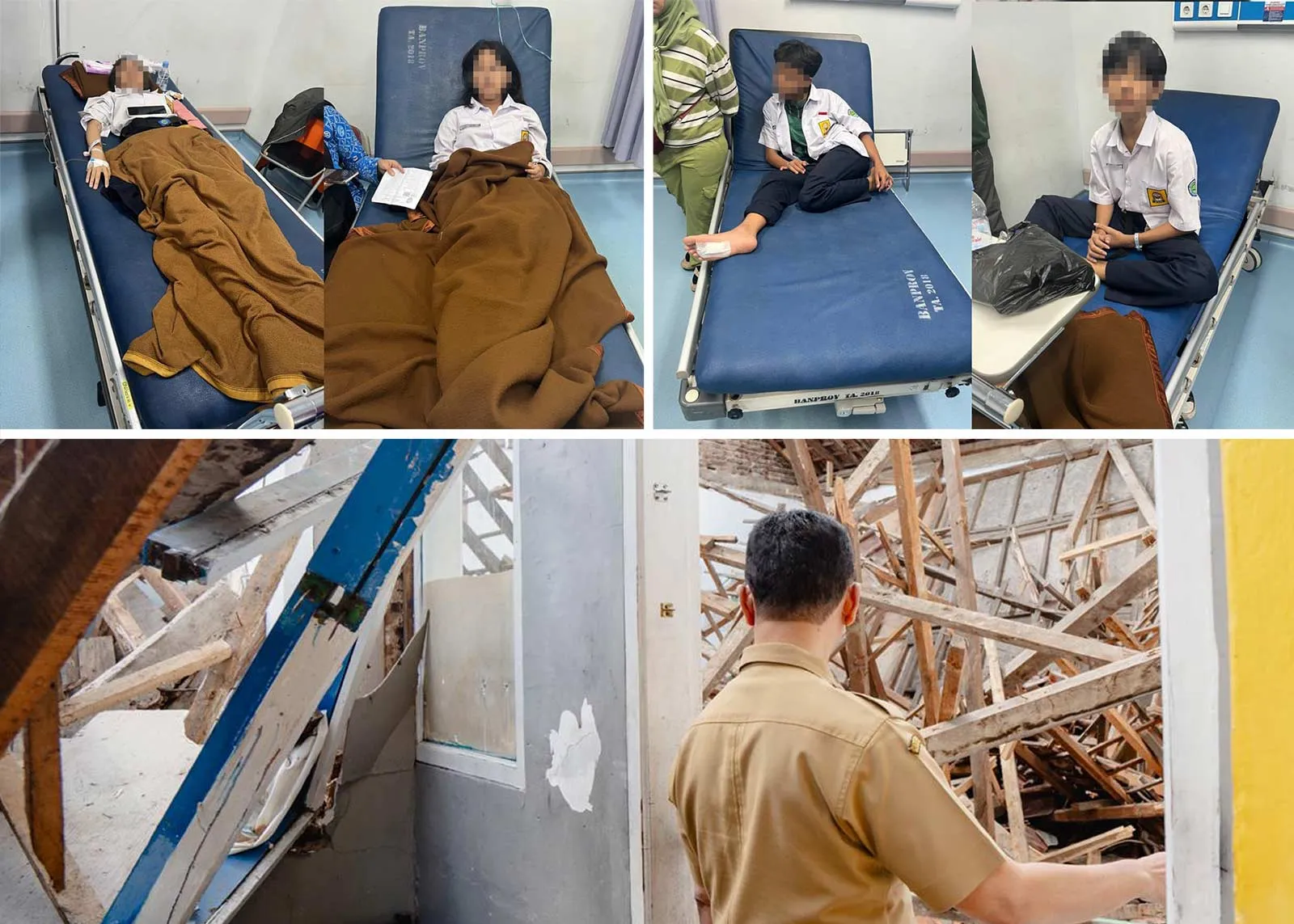 Kepala Dinas Pendidikan Kota Bandung Asep Saeful Gufron Saat Meninjau Lokasi Bangunan Ambruk Di Smp Pasundan 1 Dan 2 Bandung