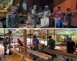 Satgas Pamobvitnas PTFI Yonif 301 PKS renovasi rumah tokoh adat Kampung Kimbeli
