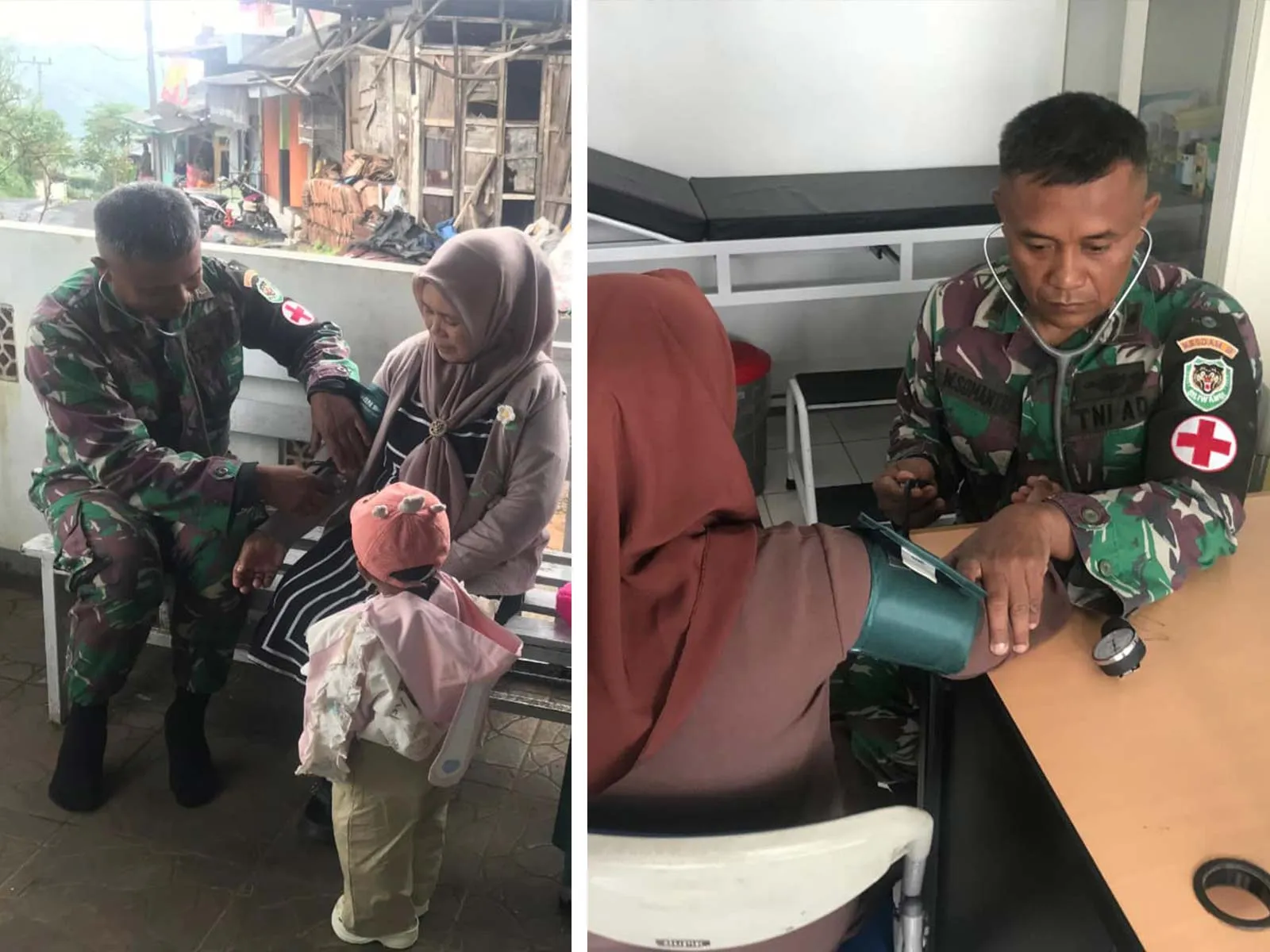 Potret Kebersamaan Tim Medis Satgas TMMD Ke 127 Kodim 0624 Kab. Bandung Saat Melayani Pemeriksaan Kesehatan Warga Cipelah