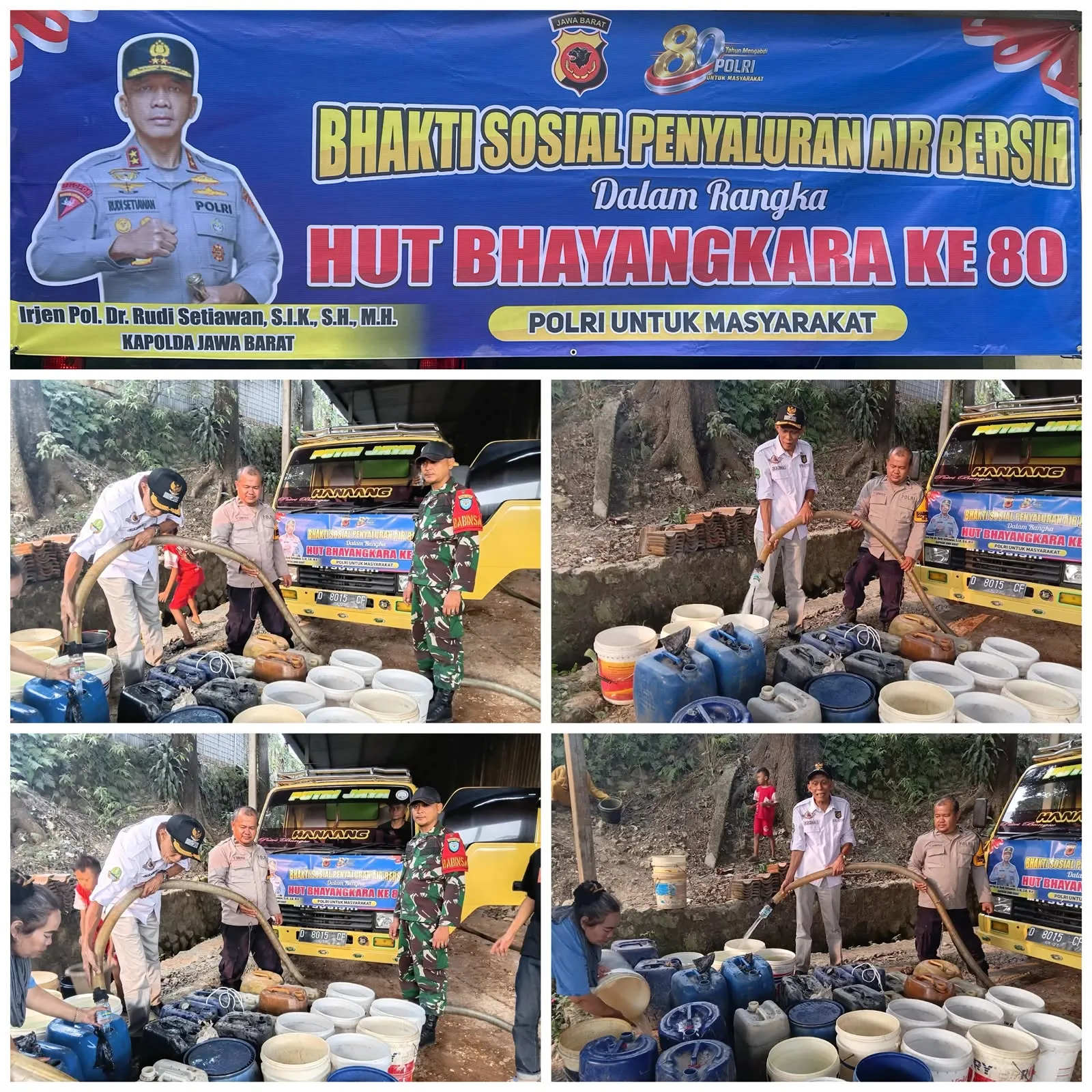 POLDA JABAR SALURKAN AIR BERSIH BAGI WARGA TERDAMPAK KRISIS AIR DI BANDUNG BARAT, WUJUD KEPEDULIAN POLRI DALAM HUT BHAYANGKARA KE-80