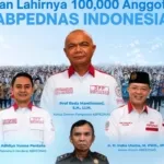 Jajaran pengurus DPP ABPEDNAS termasuk Ir H Indra Utama dan Prof Reda Manthovani dalam perayaan 100 ribu anggota di Hari Lahir Pancasila.