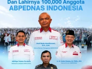 Jajaran pengurus DPP ABPEDNAS termasuk Ir H Indra Utama dan Prof Reda Manthovani dalam perayaan 100 ribu anggota di Hari Lahir Pancasila.